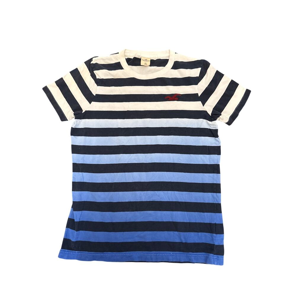 VTG Hollister Boys Sz XL Striped Short Sleeve T-Shirt White Blue